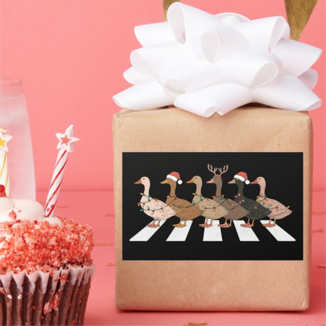 Adesivo Retangular Patos de Natal Animais Engraçados Presente de Quas (Festa)