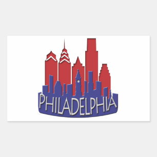 Adesivo Retangular Patriota do newwave da skyline de Philly