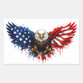 Adesivo Retangular Patriotic Red White and Blue Bald Eagle