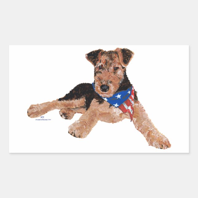 Adesivo Retangular Patriotic Terrier Puppy (Frente)