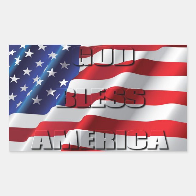 Adesivo Retangular Patriótico e Poderoso Deus Abençoe a América (Frente)