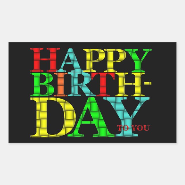 Adesivo Retangular Pau de aniversário feliz (Frente)