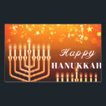 Adesivo Retangular Pau Quadrado Feliz Hanukkah Menorah<br><div class="desc">Celebre oito dias e oito noites do Festival das Luzes com cartões e presentes de Chanucá. O festival de luzes está aqui. Acenda a menorah,  brinque com o sonho e o banquete em latas e suganínos. Celebre o espírito de Chanucá com amigos,  familiares e entes queridos desejando-lhes Feliz Chanucá.</div>