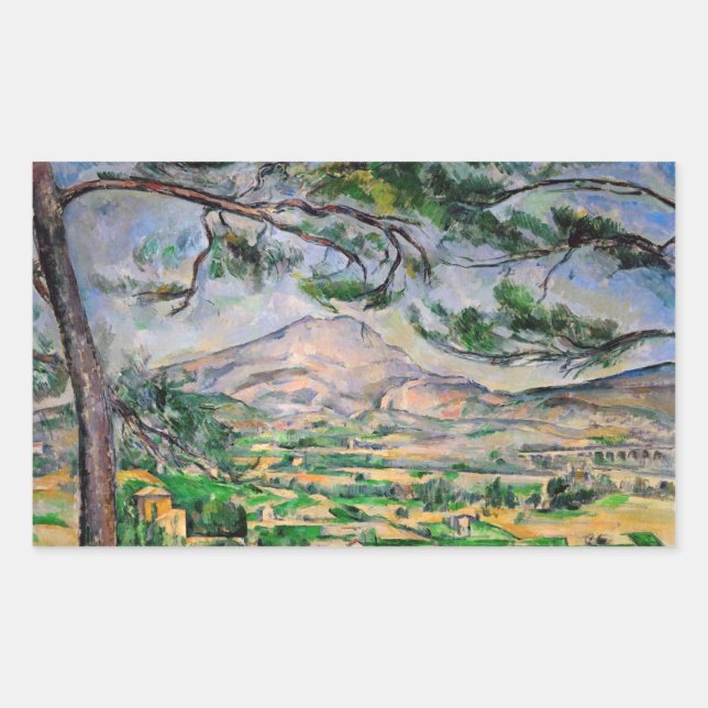Adesivo Retangular Paul Cezanne - Mont Sainte-Victoire e pinheiro Gra (Frente)
