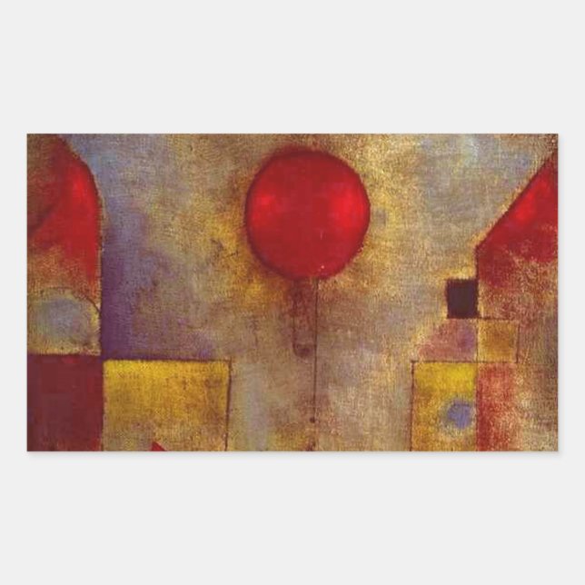 Adesivo Retangular Paul Klee Red Balloon Abstrato Arte Colorida (Frente)