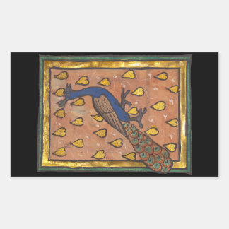 Adesivo Retangular Pavão do Bestiário Medieval c. 1270