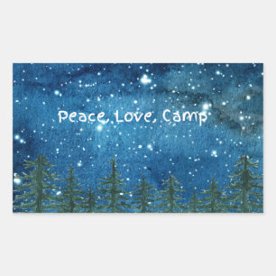 Adesivo Retangular Paz, Amor, Acampamento Sticker