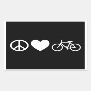 Adesivo Retangular Paz Amor e Bicicletas