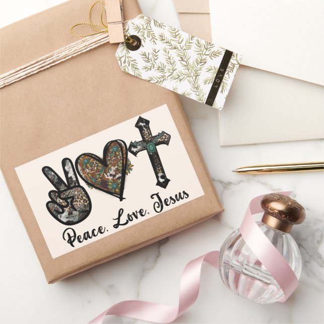 Adesivo Retangular Paz - Amor - Jesus (Presentear)