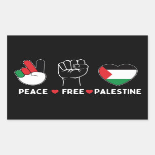 Adesivo Retangular paz amor palestina - liberdade para palestinos