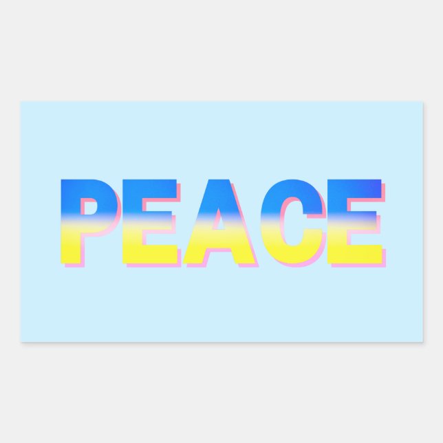 Adesivo Retangular Paz de Gradiente Azul e Amarelo Ucrânia Inspiração (Frente)