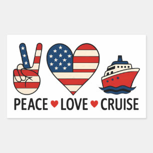 Adesivo Retangular Peace Love Cruise USA Vacance Vibes