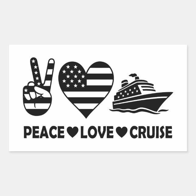 Adesivo Retangular Peace Love Cruise USA Vacance Vibes (Frente)