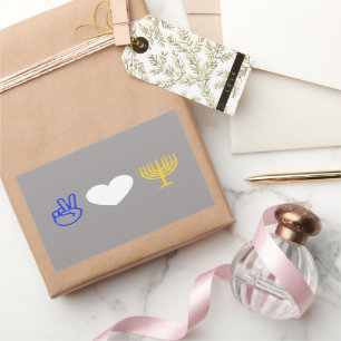 Adesivo Retangular Peace Love & Hanukkah Sticker