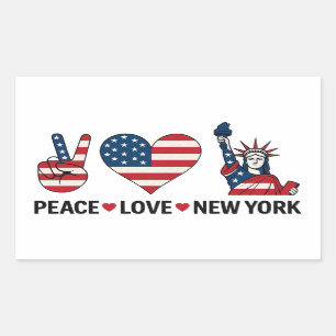Adesivo Retangular Peace Love New York