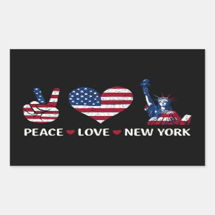 Adesivo Retangular Peace Love New York