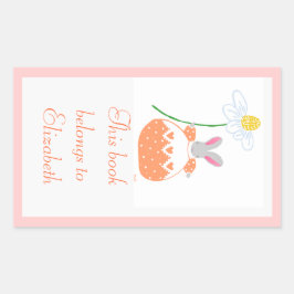 Adesivo Retangular Peach5 daisy bunny bookplate