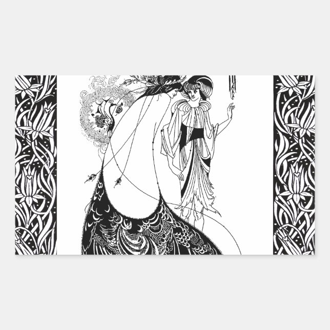 Adesivo Retangular Peacock Skirt Beardsley Art Nouveau (Frente)