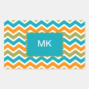 Adesivo Retangular Peacock Vibrant Tribal Zigzag