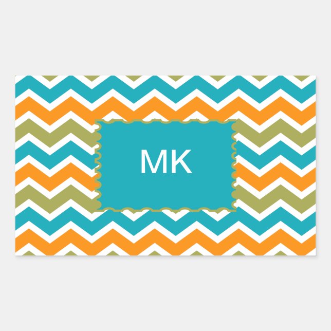 Adesivo Retangular Peacock Vibrant Tribal Zigzag (Frente)