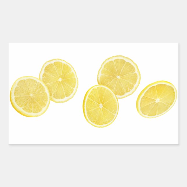 Adesivo Retangular Pedaços de limão em queda (Frente)