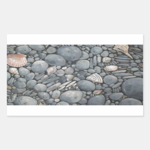 Adesivo Retangular Pedras de Praia Conchas Pebbles Rochas Pintura