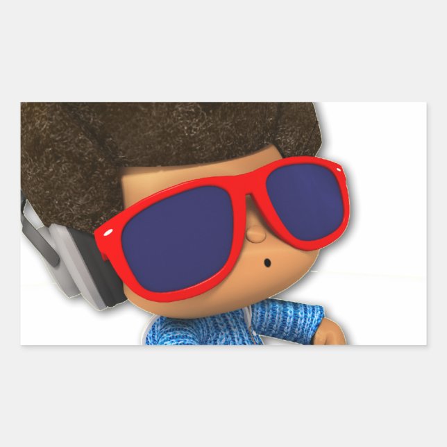 Adesivo Retangular Peekaboo DJ afro (Frente)