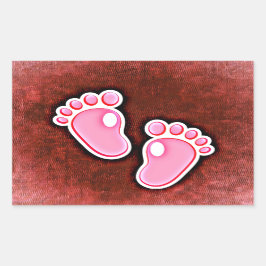 Adesivo Retangular pegadas de pés de menina bebê cute esperando recém