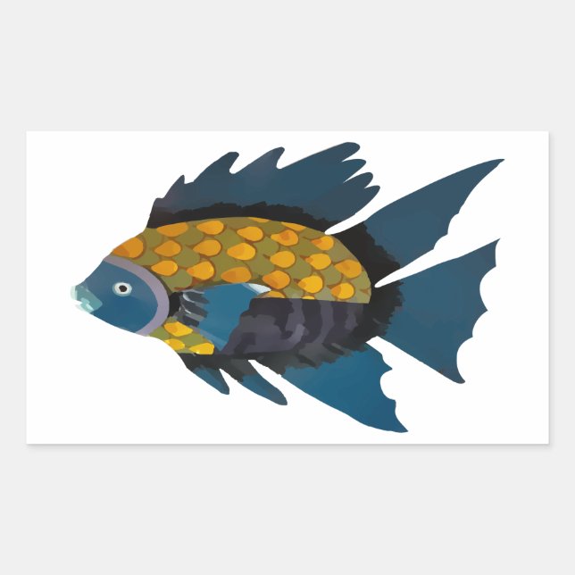 Adesivo Retangular Peixes, Animais, Desenho (Frente)
