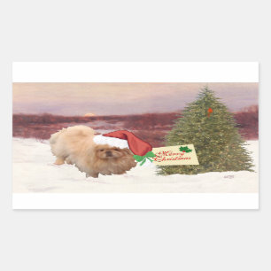 Adesivo Retangular Pekingese Natal