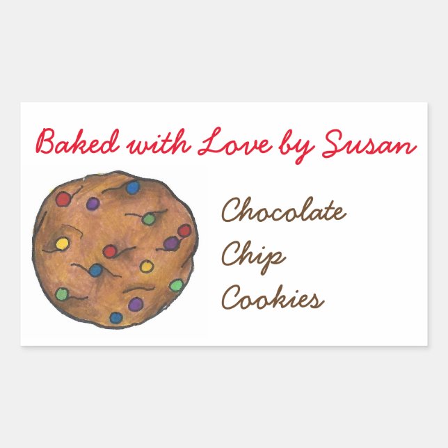 Adesivo Retangular Pelado com Amor Chip Cookie Baking Bakery (Frente)