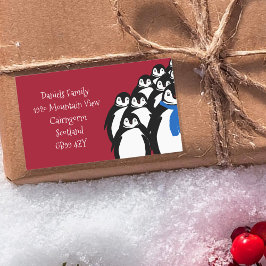 Adesivo Retangular Penguin Return Address Red