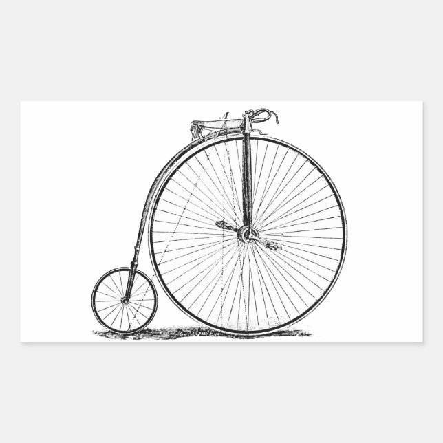 Adesivo Retangular Penny Farthing de Bicicleta de Alta Roda (Frente)