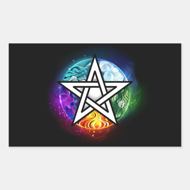 Adesivo Retangular Pentagrama do Wiccan (Frente)