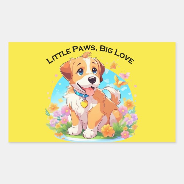 Adesivo Retangular Pequenas Patas Bonitas Grande Amor (Frente)