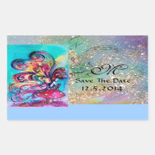 Adesivo Retangular Pequeno Elfo de Cogumelos Salva o Monograma de Dat