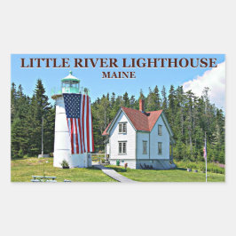 Adesivo Retangular Pequeno Farol do Rio, Maine Stickers