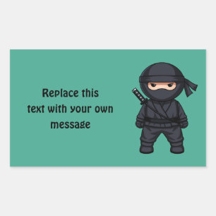 Adesivo Retangular Pequeno Guerreiro Ninja no Verde