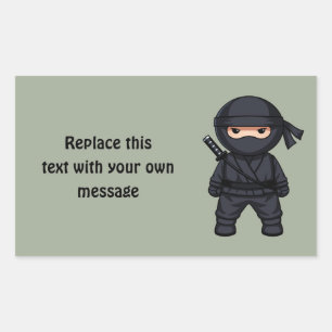 Adesivo Retangular Pequeno Ninja Guerreiro em Verde Sage