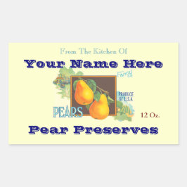 Adesivo Retangular Peras com Vintage-Baking Sticker
