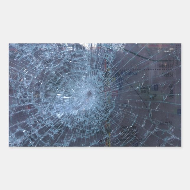 Adesivo Retangular Perdido — com vidro quebrado e mapa (Frente)