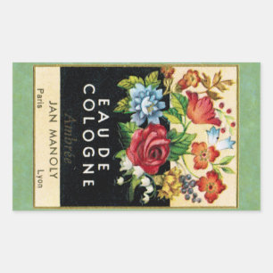 Adesivo Retangular Perfume Ambree francês antigo