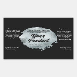 Adesivo Retangular Personalizado de Luxo Glamoroso de Folha Negra Mod