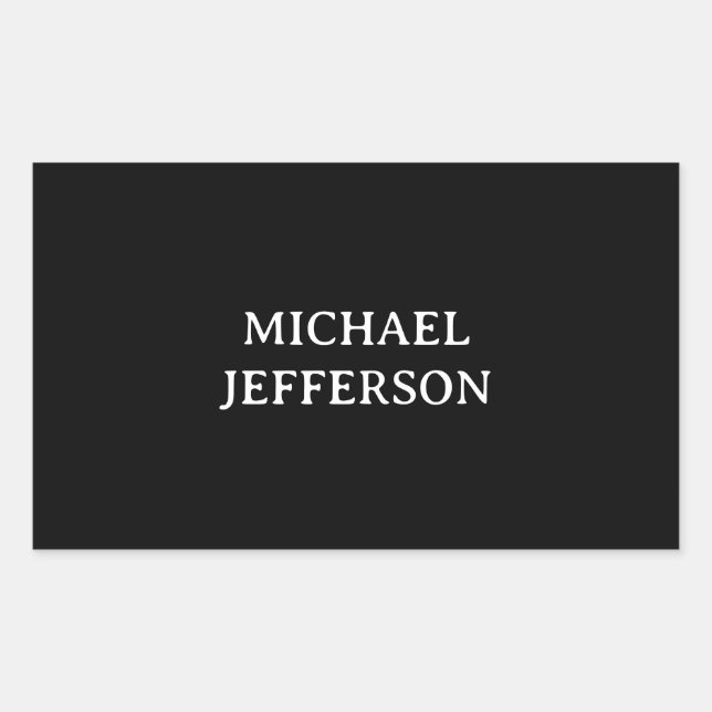 Adesivo Retangular Personalizado Personalizado Preto Branco Simples E (Frente)