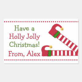 Adesivo Retangular Personalizado Tenha Um Natal Holly Jolly