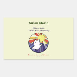 Adesivo Retangular Personalizar nome, círculo de porta RCIA em amarel