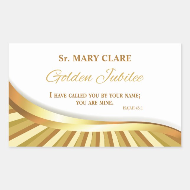 Adesivo Retangular Personalizar, Ouro Jubilo da Vida Religiosa (Frente)