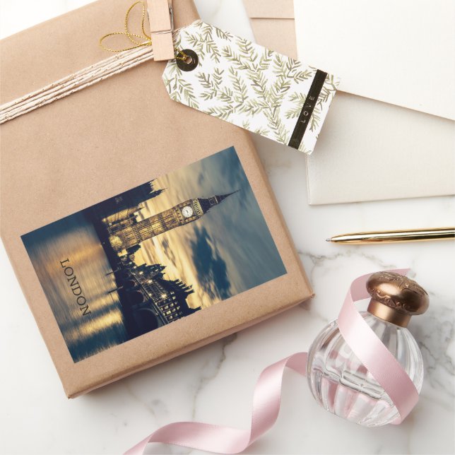 Adesivo Retangular Personalizar Texto Londres (Presentear)