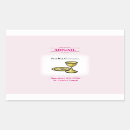 Adesivo Retangular Personalizável, Corpo de Comunhão de Meninas e San