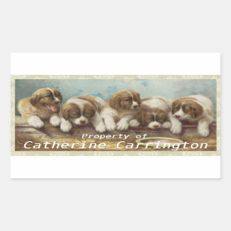 Adesivo Retangular Personalize estes bonitos vintage Puppy Stickers